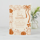 Neutrale, von Hand gezeichnet Fall Pumpkin Baby Du Einladung (Stehend Vorderseite)
