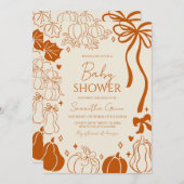 Neutrale, von Hand gezeichnet Fall Pumpkin Baby Du Einladung (Vorne/Hinten)