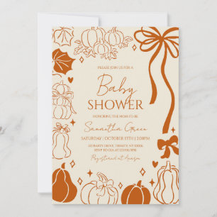Neutrale, von Hand gezeichnet Fall Pumpkin Baby Du Einladung