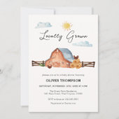 Neutrale, vor Ort angebaute Barn-Babydusche Einladung (Vorderseite)