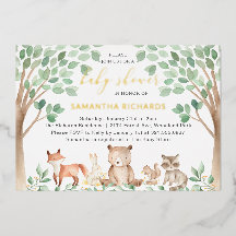 Neutrale Waldtiere Baby Dusche Gold