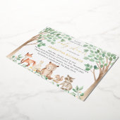 Neutrale Waldtiere Baby Dusche Gold Folieneinladung (Gedreht)