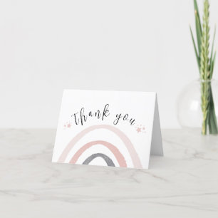 Neutrale Wasserfarbe Boho Rainbow Baby Shower Dankeskarte