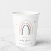 Neutrale Wasserfarbe Boho Rainbow Baby Shower Pappbecher (Rückseite)