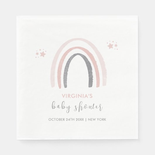 Neutrale Wasserfarbe Boho Rainbow Baby Shower Serviette (Vorderseite)