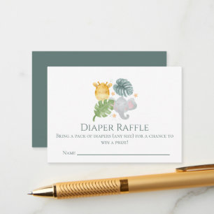 Neutrale Wasserfarbe Dschungeltiere Baby Shower Begleitkarte