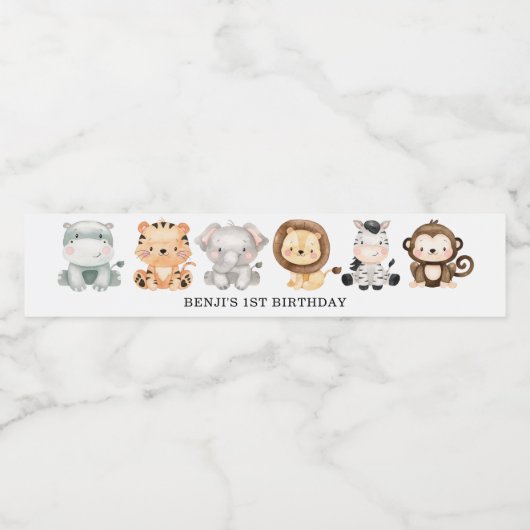 Neutrale Wasserfarbe Wild Safari Animals Baby Wasserflaschenetikett (Einzelnes Label)