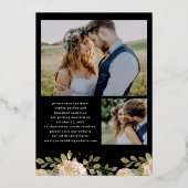 neutrale Wasserfarbenfloral | Save the Date Gold Folieneinladung (Rückseite)