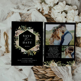 neutrale Wasserfarbenfloral | Save the Date Gold Folieneinladung