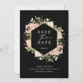 neutrale Wasserfarbenfloral | Schwarz Save the Dat Date (Vorderseite)