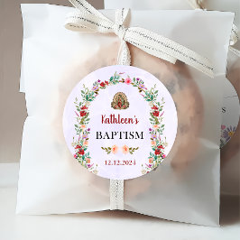 Neutrale Wasserfarbenflorale Taufe Geschenkanhänger