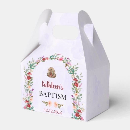 Neutrale Wasserfarbenflorale Taufe Geschenkschachtel (Vorderseite)