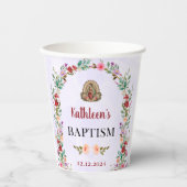 Neutrale Wasserfarbenflorale Taufe Pappbecher (Vorderseite)