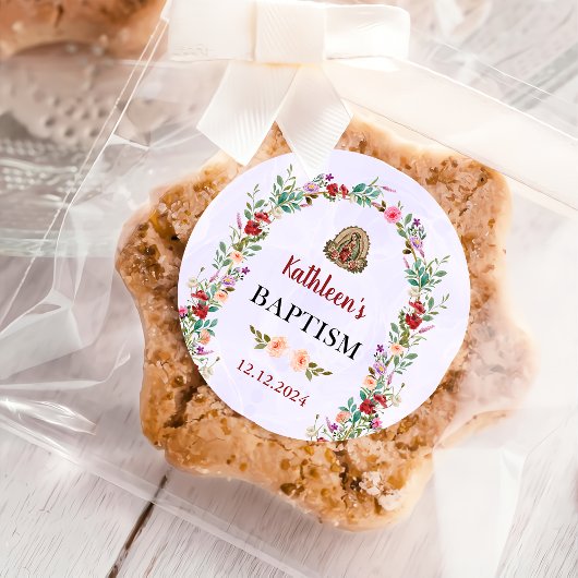 Neutrale Wasserfarbenflorale Taufe Runder Aufkleber