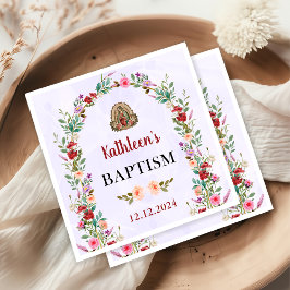 Neutrale Wasserfarbenflorale Taufe Serviette