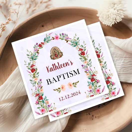 Neutrale Wasserfarbenflorale Taufe Serviette