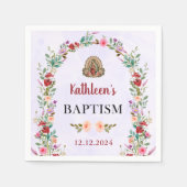 Neutrale Wasserfarbenflorale Taufe Serviette (Vorderseite)