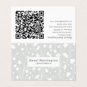 Neutrale weiche florale QR-Visitenkarte Visitenkarten
