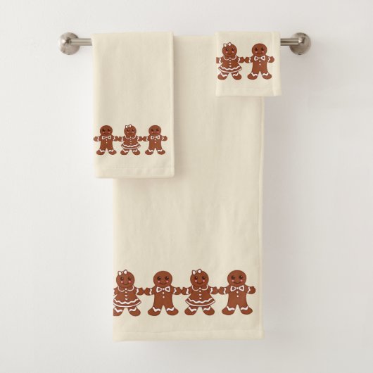 Neutrale Weihnachts-Gingerbread-Badehandtücher Set (Insitu)