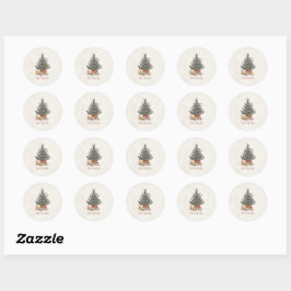 Neutrale Weihnachts-Sticker mit Weihnachtsbaum  Runder Aufkleber