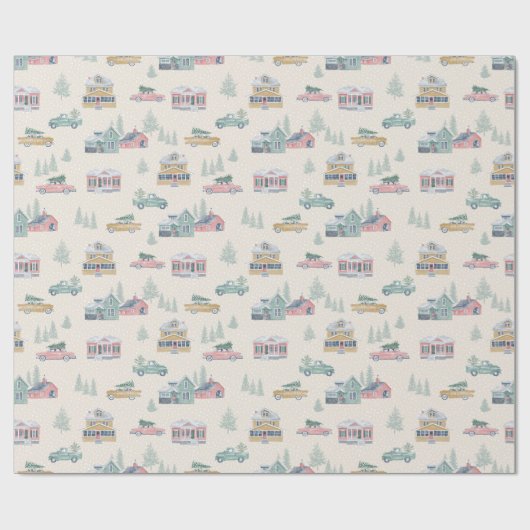 Neutrale Weihnachtsbaumlandschaft Geschenkpapier (Flach)