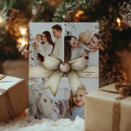 Neutrale Weihnachtsbow-FotoCollage Feiertagskarte