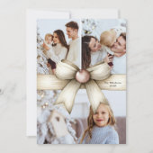 Neutrale Weihnachtsbow-FotoCollage Feiertagskarte (Vorderseite)