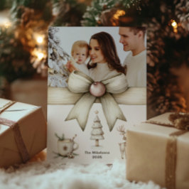 Neutrale Weihnachtsjunge Fotokarte Feiertagskarte