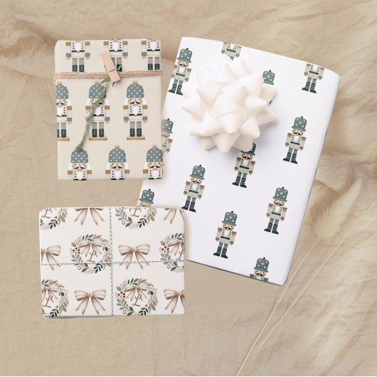 Neutrale Weihnachtsnachtscreme Geschenkpapier Set