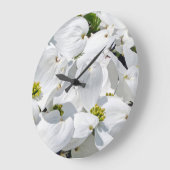 Neutrale weiße Cornales Blüten Florals von Ava Große Wanduhr (Winkel)