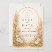 Neutrale Weizenbogen-Blumenhochzeit Save The Date (Vorderseite)