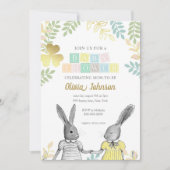 Neutrale Whimsical Rustic Bunny Baby Shower Einladung (Vorderseite)