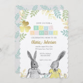 Neutrale Whimsical Rustic Bunny Baby Shower Einladung (Vorne/Hinten)