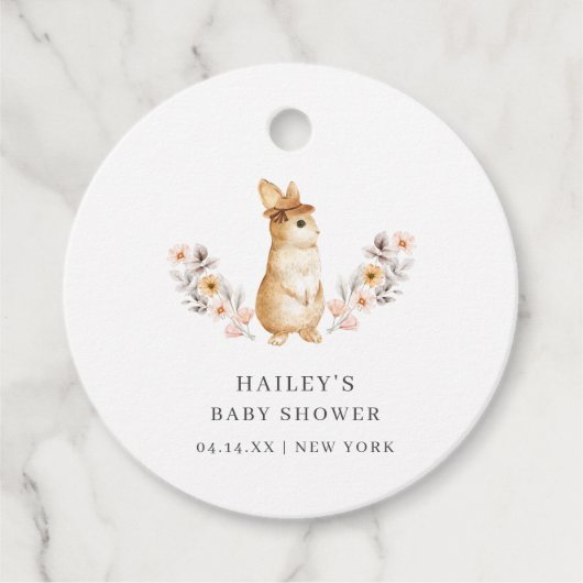 Neutrale Wildblume Babydusche Geschenkanhänger (Vorderseite)