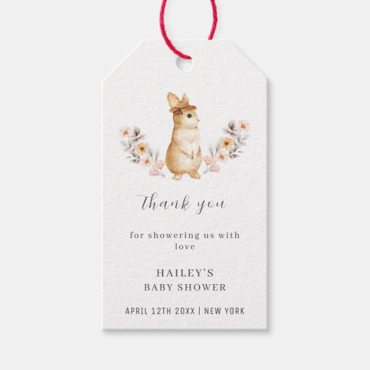 Neutrale Wildblume Babydusche Geschenkanhänger (Vorderseite)