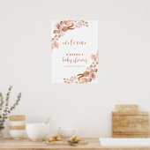 Neutrale Wildblume Boho Babydusche Begrüßung Poster (Küche)