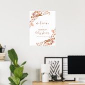 Neutrale Wildblume Boho Babydusche Begrüßung Poster (Heimbüro)