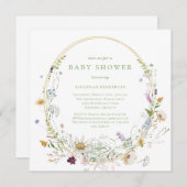 Neutrale Wildblume Floral Baby Dusche Einladung (Vorne/Hinten)