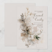 Neutrale Wildblume Folk Art Wedding Einladung (Vorne/Hinten)