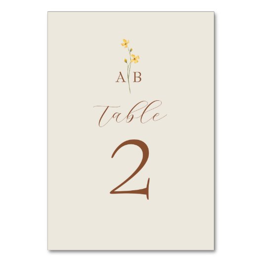 Neutrale Wildblume Tischnummer (Vorderseite)