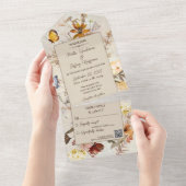 Neutrale Wildblumen auf Beige mit QR-Code All In One Einladung (Abreißen)