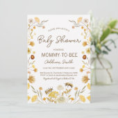 Neutrale Wildblumen für männliche Beere Babydusche Einladung (Stehend Vorderseite)