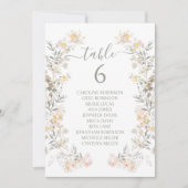 Neutrale Wildblumen Moderne Hochzeit Tischnummer (Vorderseite)