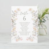 Neutrale Wildblumen Moderne Hochzeit Tischnummer (Stehend Vorderseite)