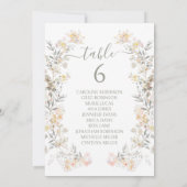 Neutrale Wildblumen Moderne Hochzeit Tischnummer (Rückseite)