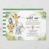 Neutrale Wildschwein-One-Safari-Tiere Kinderdusche Einladung (Vorne/Hinten)