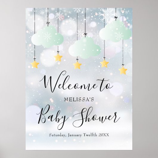 Neutrale Winter Baby Dusche Willkommen SIgn Poster (Vorne)