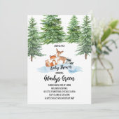 Neutrale Winter-Woodland-Babydusche Einladung (Stehend Vorderseite)