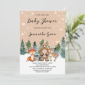 Neutrale Winter-Woodland-Babydusche Einladung (Stehend Vorderseite)