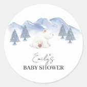 Neutrale Winterpolarbärdusche Runder Aufkleber (Vorderseite)